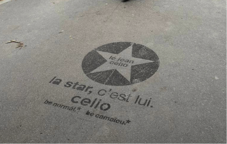 Clean tag, eco-friendly floor marking in the street